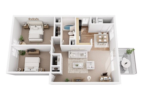 Floor plan for 2 beds, 1 bath, 900 sqft